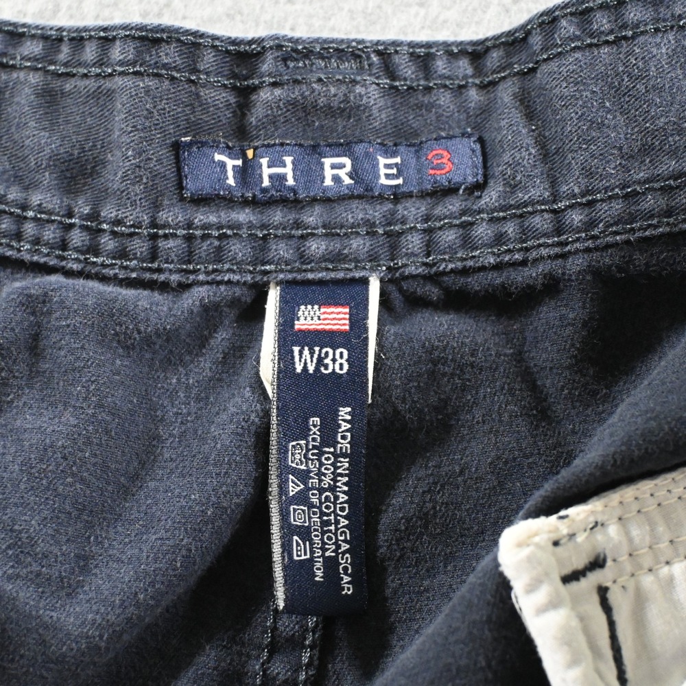 THRE3 Mens Cargo Shorts Size 38 Navy Blue 100%‎ Cotton Casual 232507M2 - Picture 4 of 10